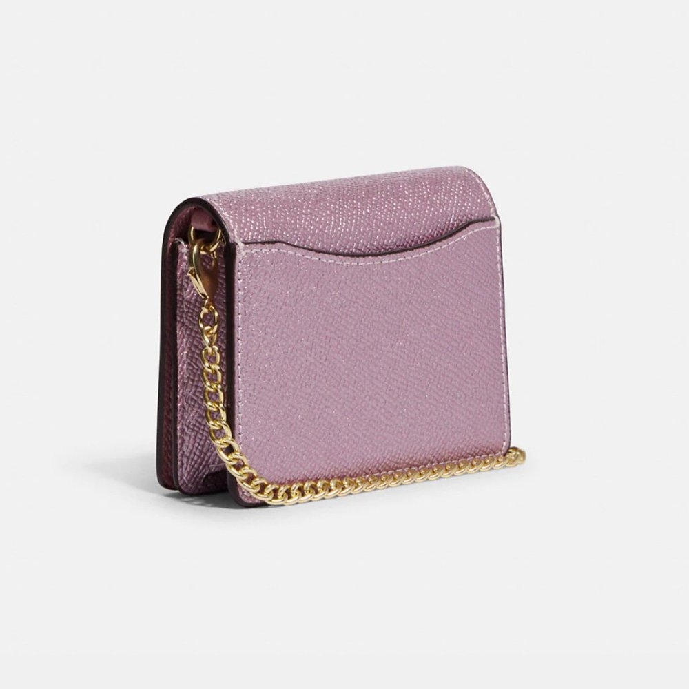 COACH Mini Wallet On A Chain Gold / Metallic Pink CE666 MSRP $150 - New - Picture 2 of 5